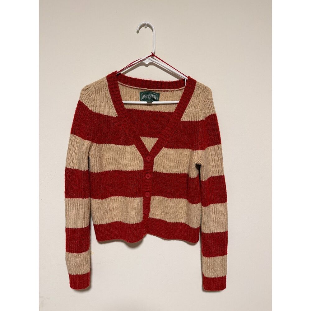 American Eagle Rugby Stripe Cropped Cardigan